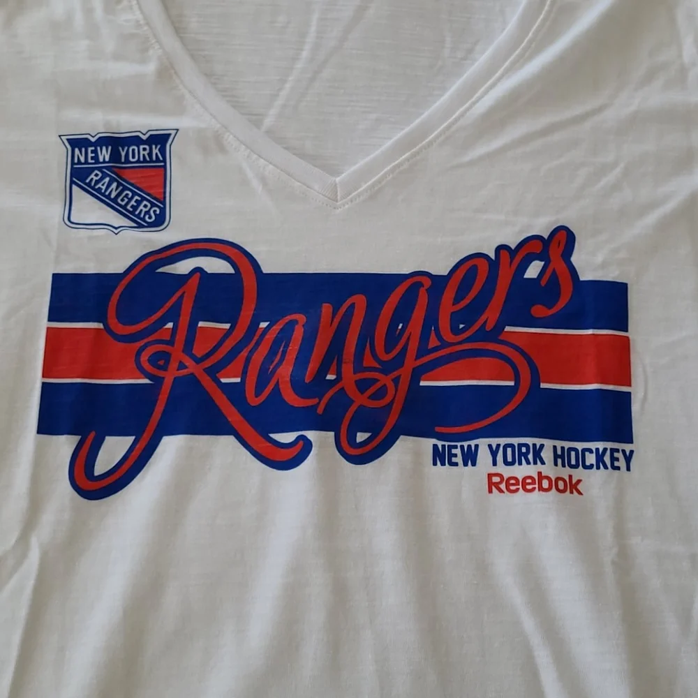 NEW New York Rangers Tshirt Jersey short slv Cotton Women's NHL Hockey Reebok XL - Picture 2 of 6